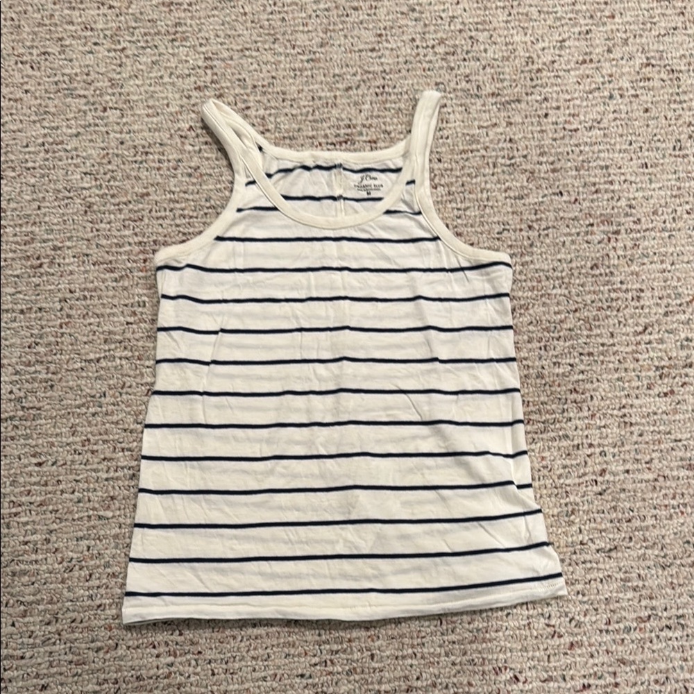 J.Crew White and Navy Striped Tank Top